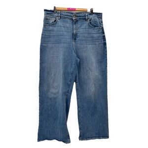 Joe Fresh Wide Leg Blue Jeans High Rise Stretchy Basiccore Capsule Wardrobe 32